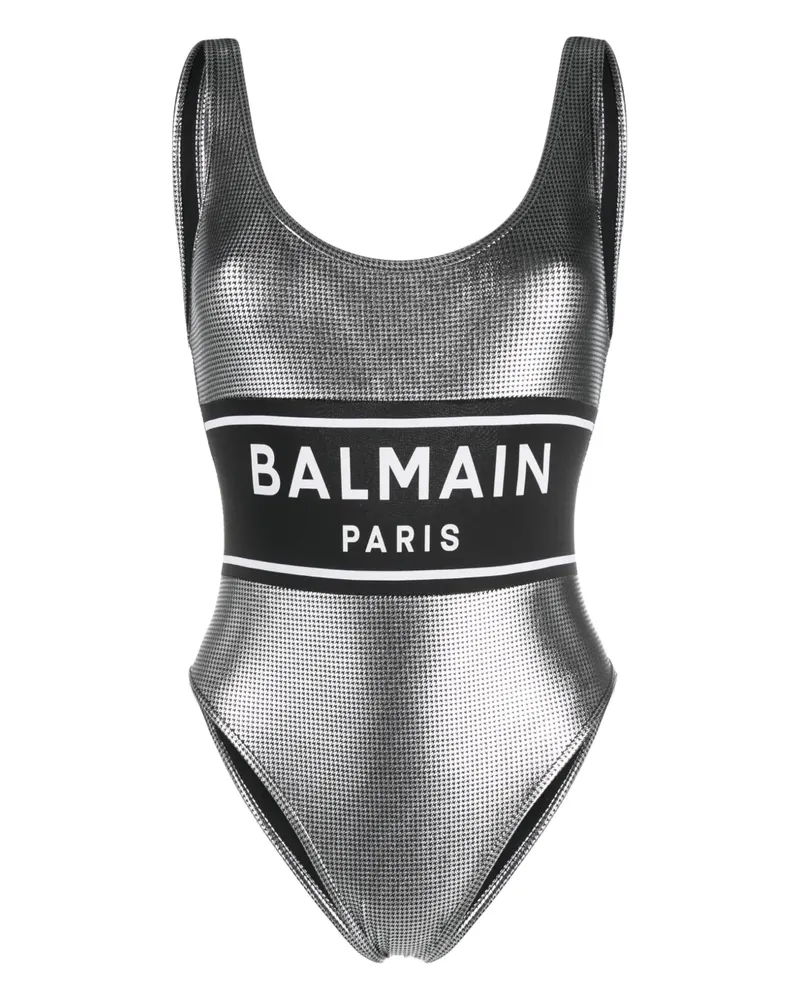 Balmain Badeanzug im Metallic-Look - Silber Silber