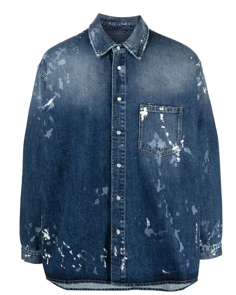 Martine Rose Jeanshemd mit Farbklecks-Print - Blau Blau