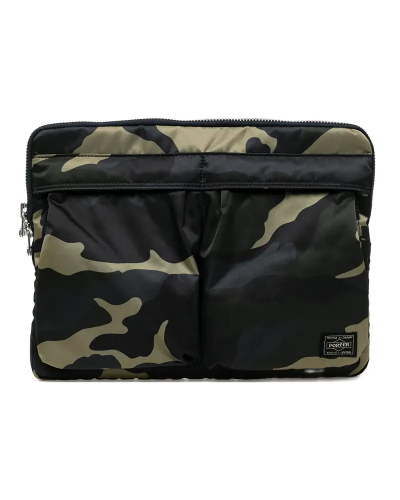 PORTER-YOSHIDA & CO camouflage-print document case - Schwarz Schwarz