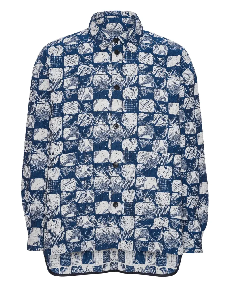 Henrik Vibskov Langarmshirt mit geometrischem Print - Blau Blau