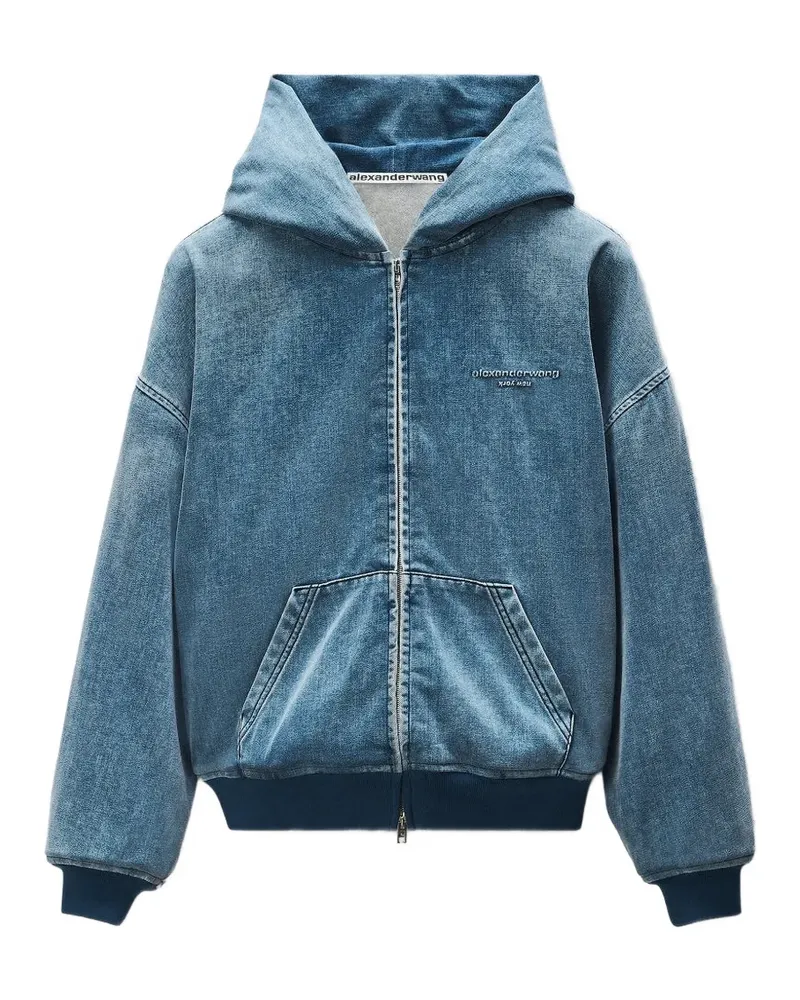 Alexander Wang Hoodie aus gebürstetem Denim - Blau Blau