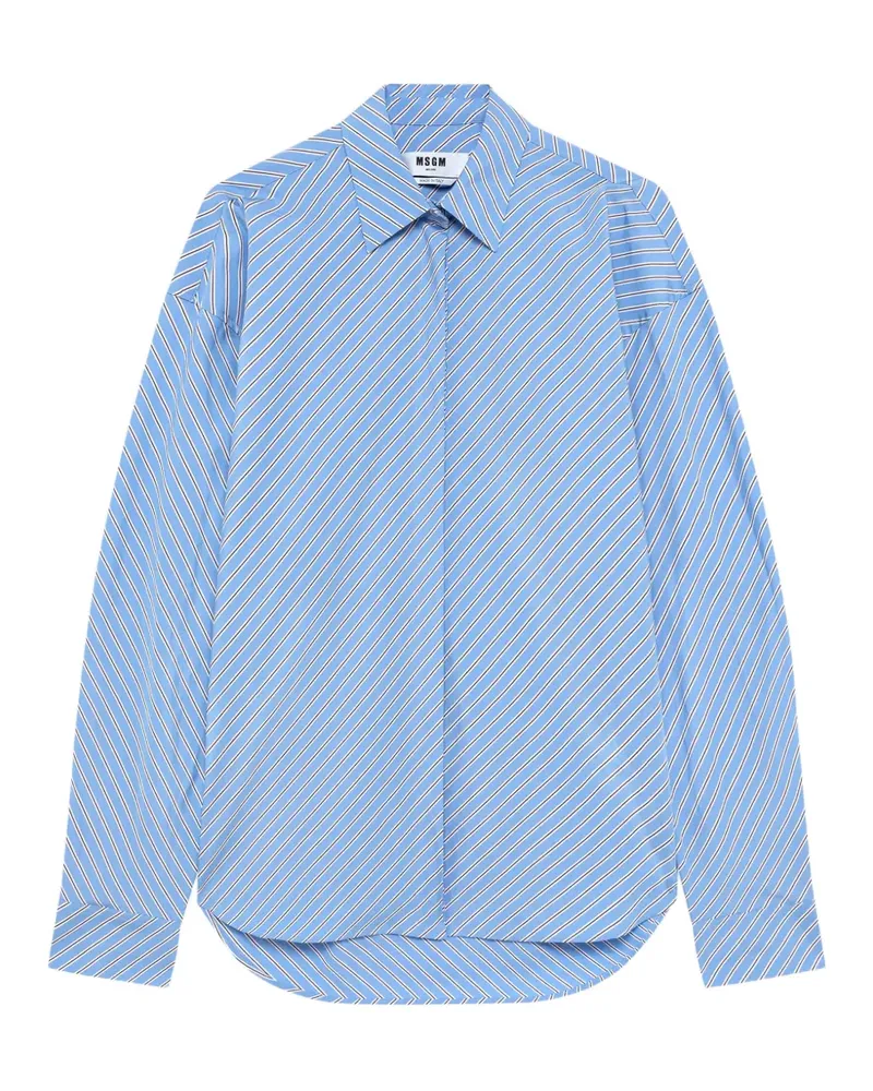 MSGM Hemd mit diagonalen Streifen - Blau Blau