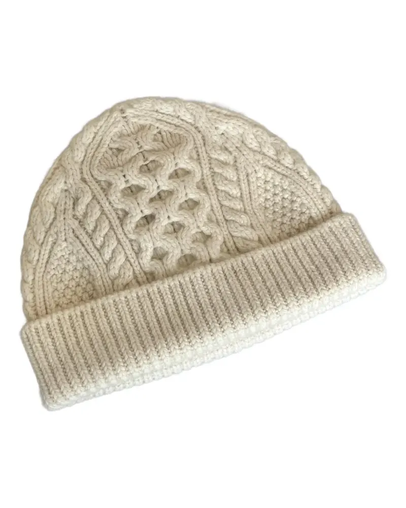 Loro Piana Eyre Beanie mit Zopfmuster - Weiß Weiß