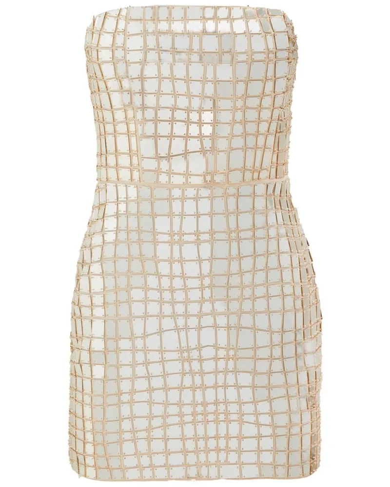 Retrofête Verziertes Kaleido Minikleid mit schulterfreiem Design - Nude Nude