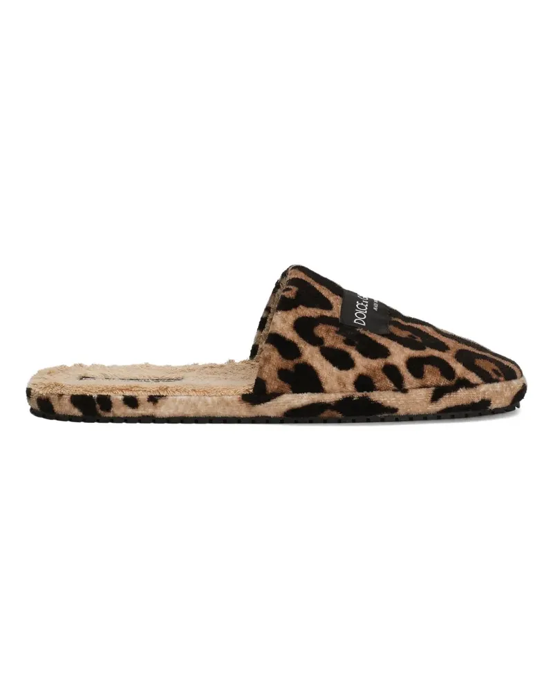 Dolce & Gabbana Slipper mit Leoparden-Print - Braun Braun