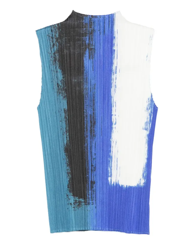 Issey Miyake Plissiertes Tanktop mit Farbklecks-Effekt - Blau Blau