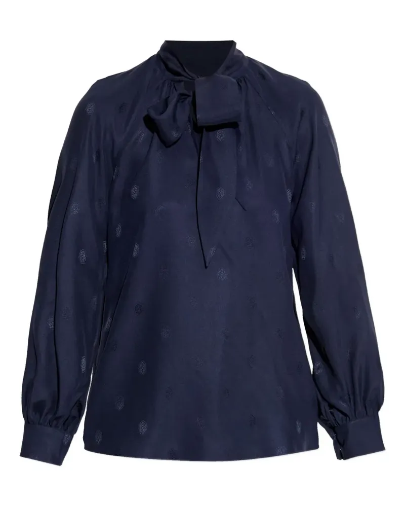 Etro bow long-sleeved blouse - Blau Blau