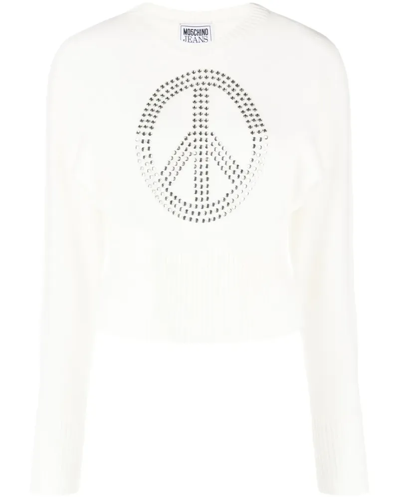 Moschino Pullover mit Friedenszeichen - Weiß Weiß