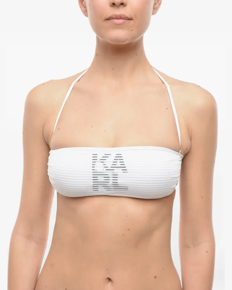 Karl Lagerfeld Bikinioberteil mit Logo-Print - Weiß Weiß