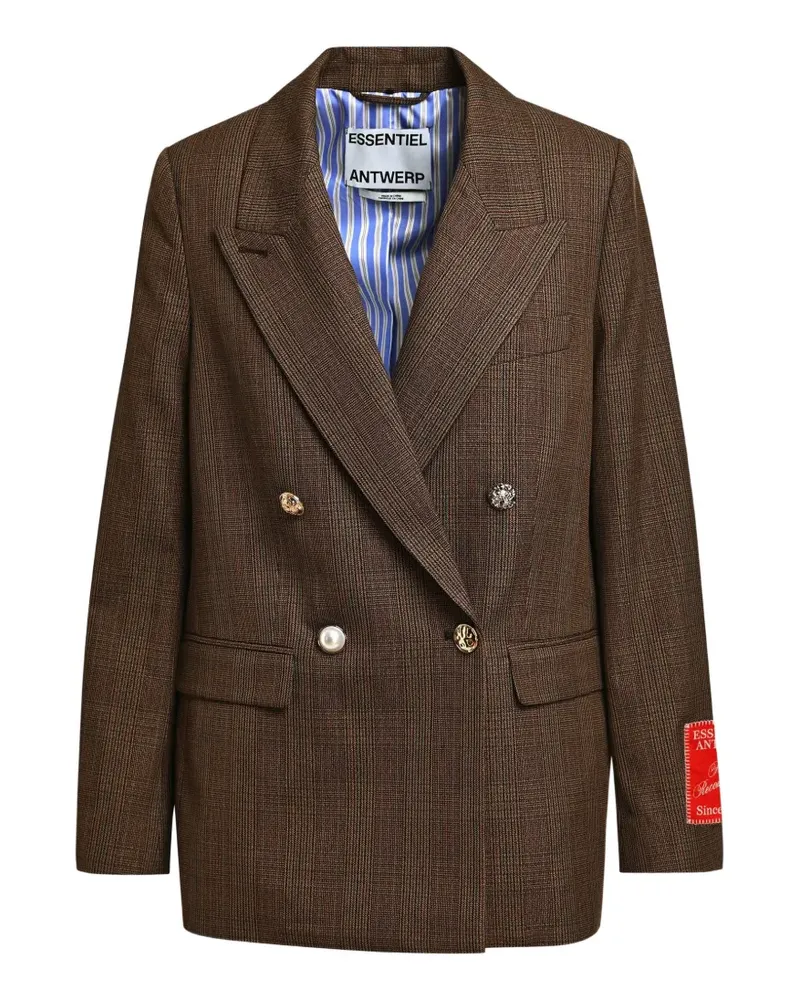 Essentiel Doppelreihiger Blazer mit Karo - Braun Braun