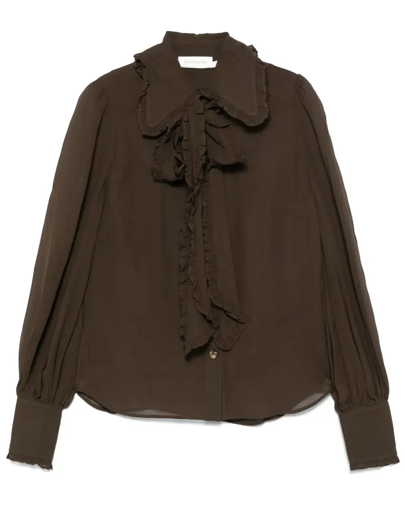 Zimmermann Georgette-Hemd mit Schleife - Braun Braun