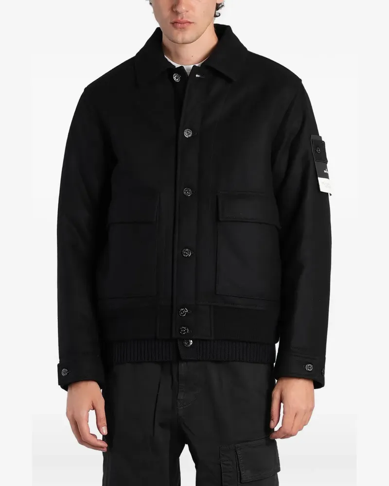 Stone Island 4100017 wool nylon Flannel_S.I. ghost jacket - Schwarz Schwarz