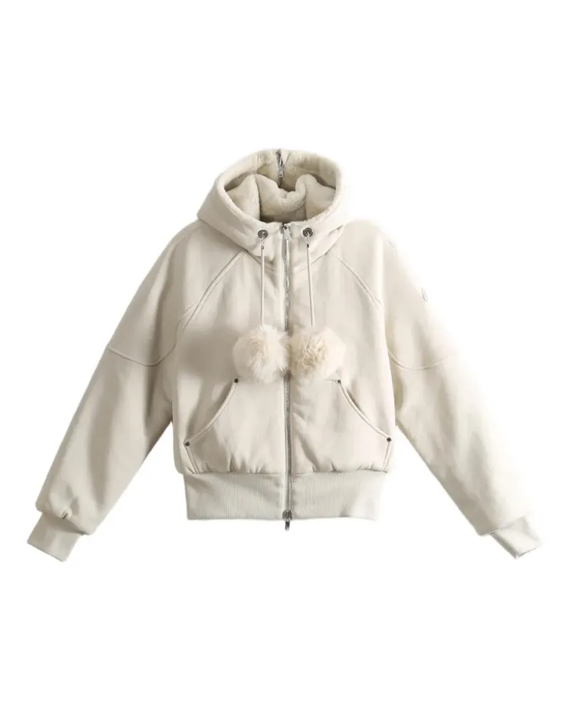 Moose Knuckles Oro Bunny pom-pom zip-up reversible hoodie - Nude Nude