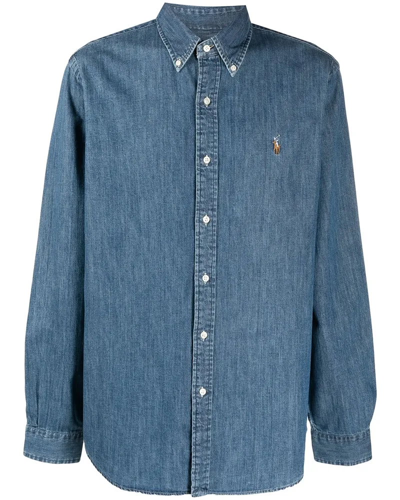Ralph Lauren Jeanshemd mit Stickerei - Blau Blau