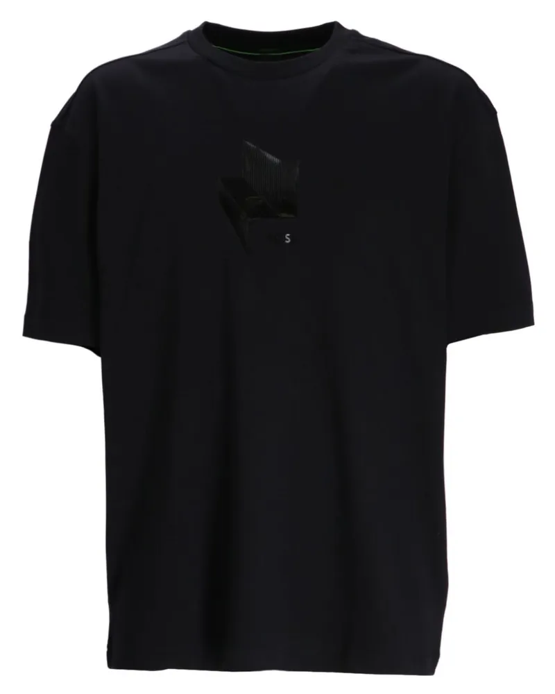 HUGO BOSS T-Shirt mit Print an der Brust - Schwarz Schwarz