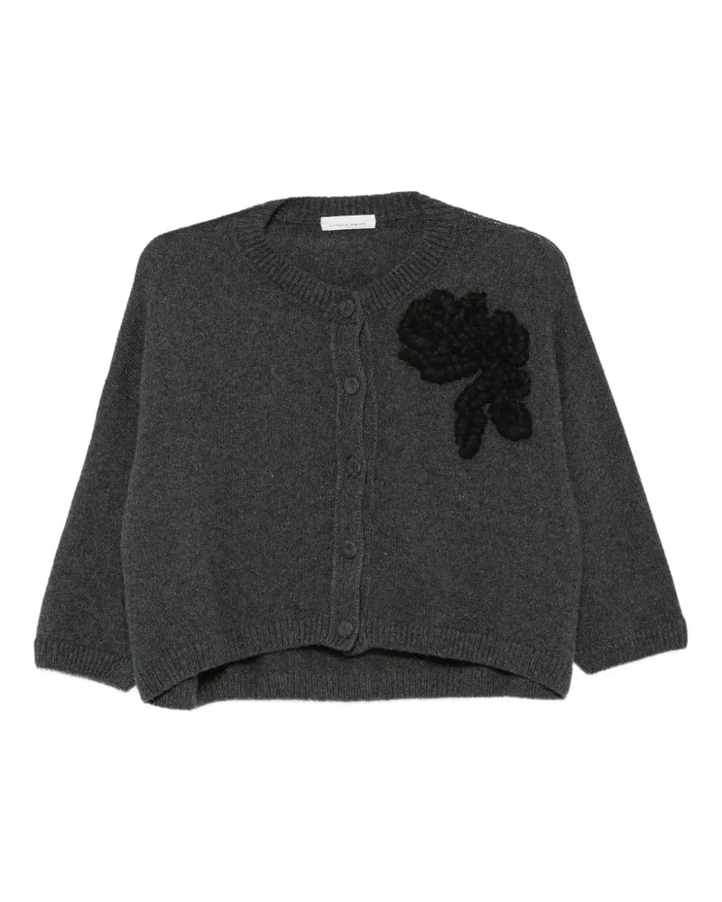 Liviana Conti Cardigan mit Blumenapplikation - Grau Grau