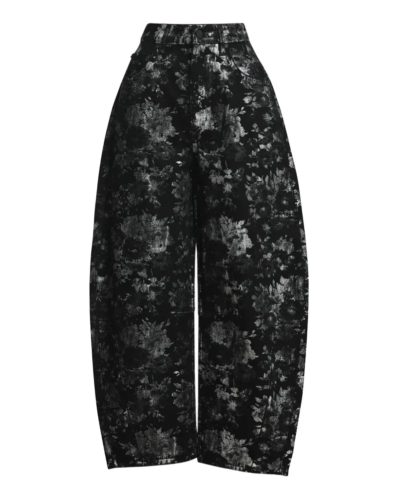 Essentiel Ko Jeans mit Barrel-Bein und Blumenprint - Schwarz Schwarz