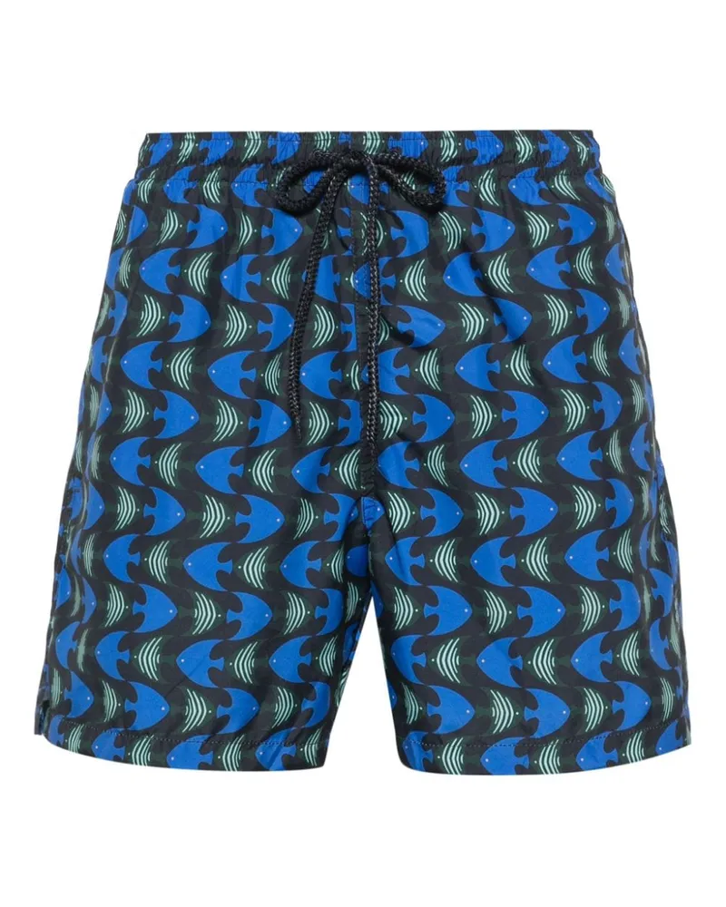 Drumohr  Badeshorts mit Fische-Print Schwarz