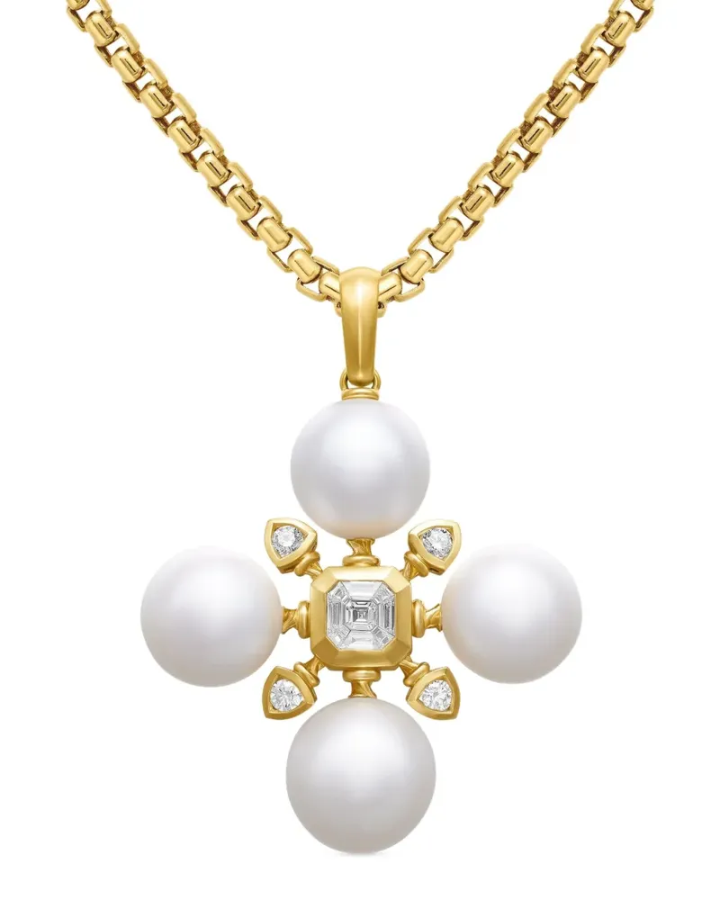 David Yurman 18kt Renaissance Gelbgoldanhänger mit Perlen und Diamanten (37,5mm Gold