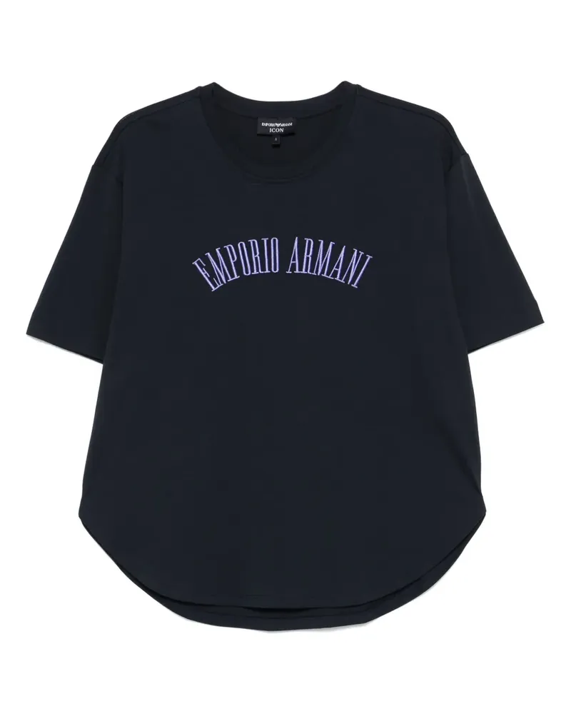 Emporio Armani T-Shirt mit Logo-Stickerei - Blau Blau