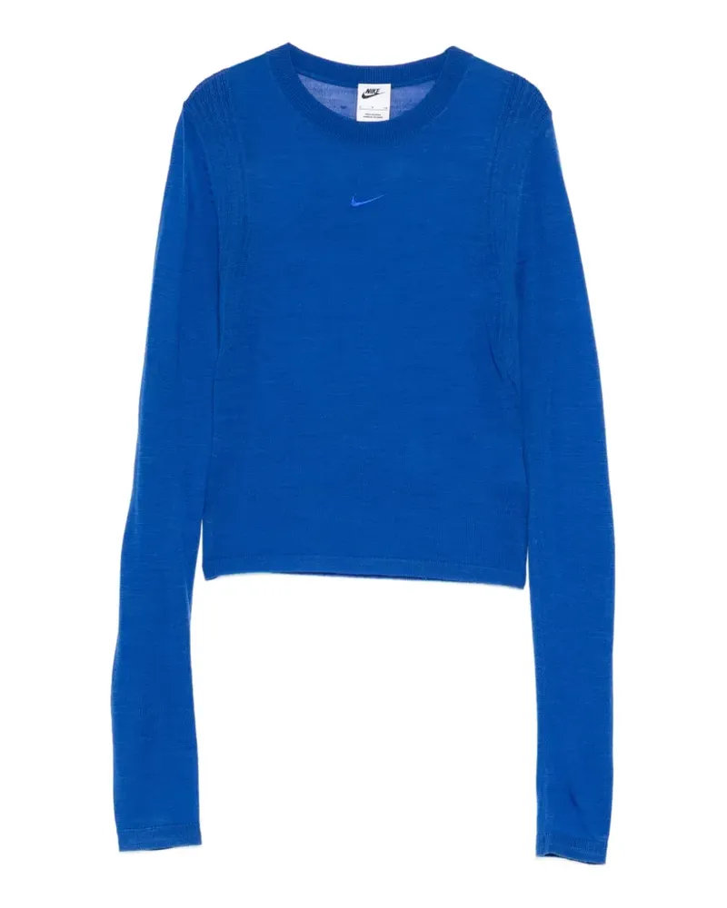 Nike logo-embroidered ribbed sweater - Blau Blau