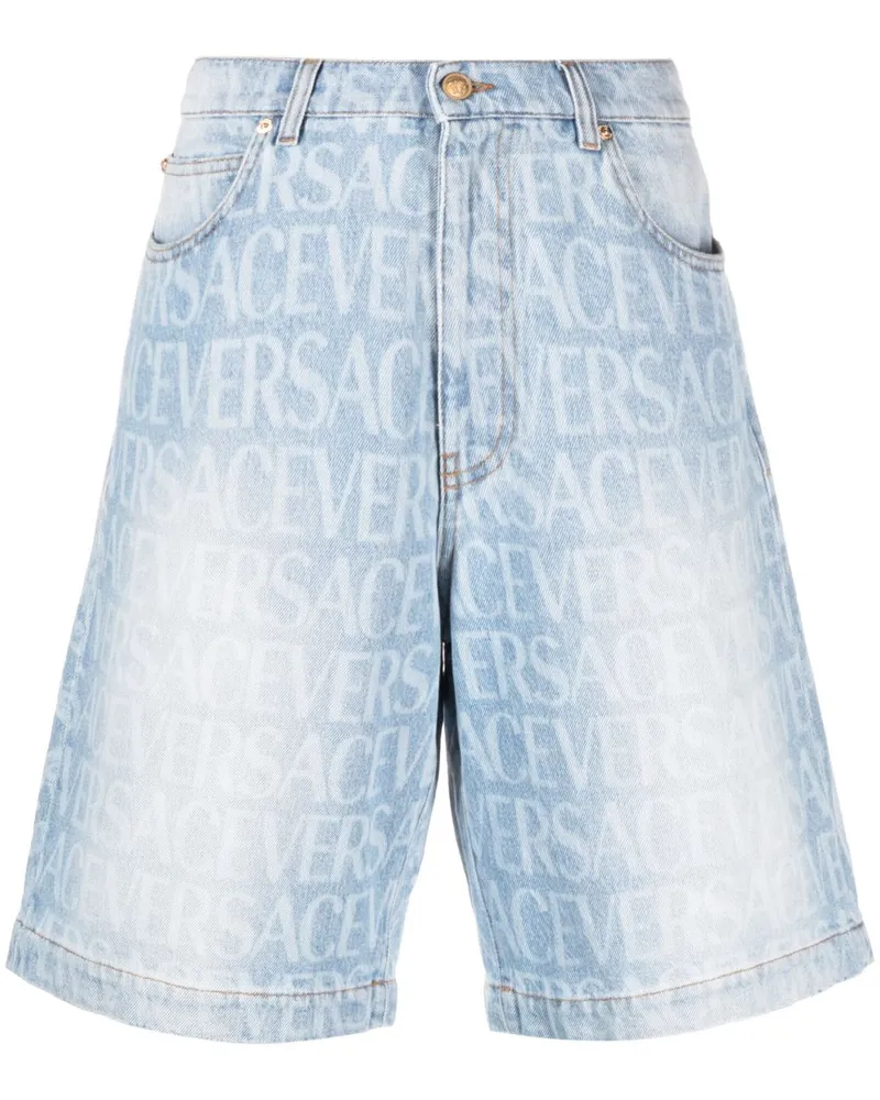 Versace Allover denim shorts Blau