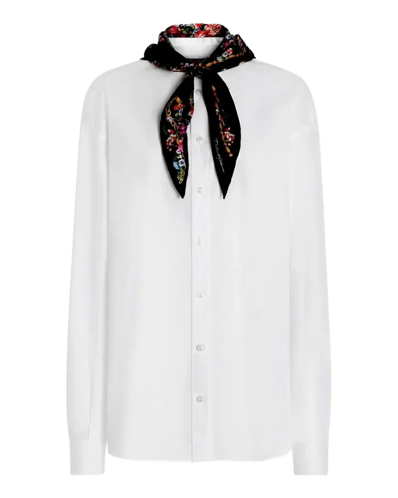 Dolce & Gabbana Popeline Hemd mit Seidenschal - Weiß Weiß