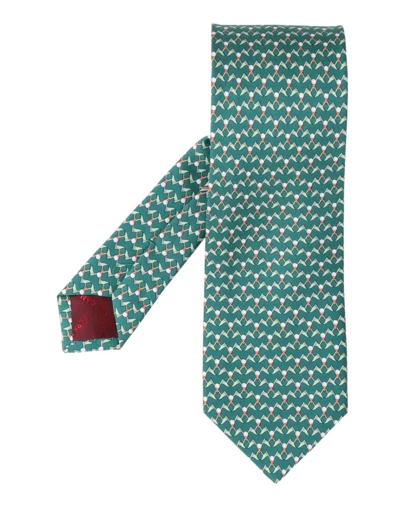 Ferragamo Seidenkrawatte mit Club-Print - Grün Grün