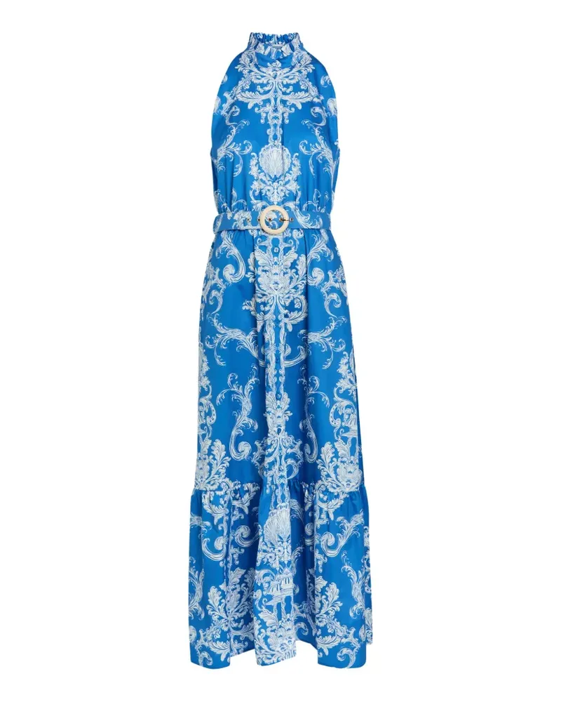 Borgo De Nor Biba baroque-print belted maxi dress - Blau Blau