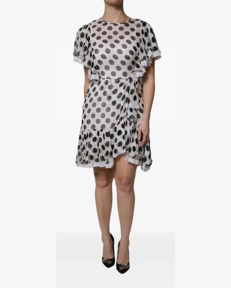 Dolce & Gabbana Gerüschtes Minikleid mit Polka Dots - Weiß Weiß