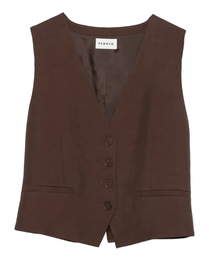 P.A.R.O.S.H. P.A.R.O H. Geknöpfte Weste mit V-Ausschnitt - Braun Braun