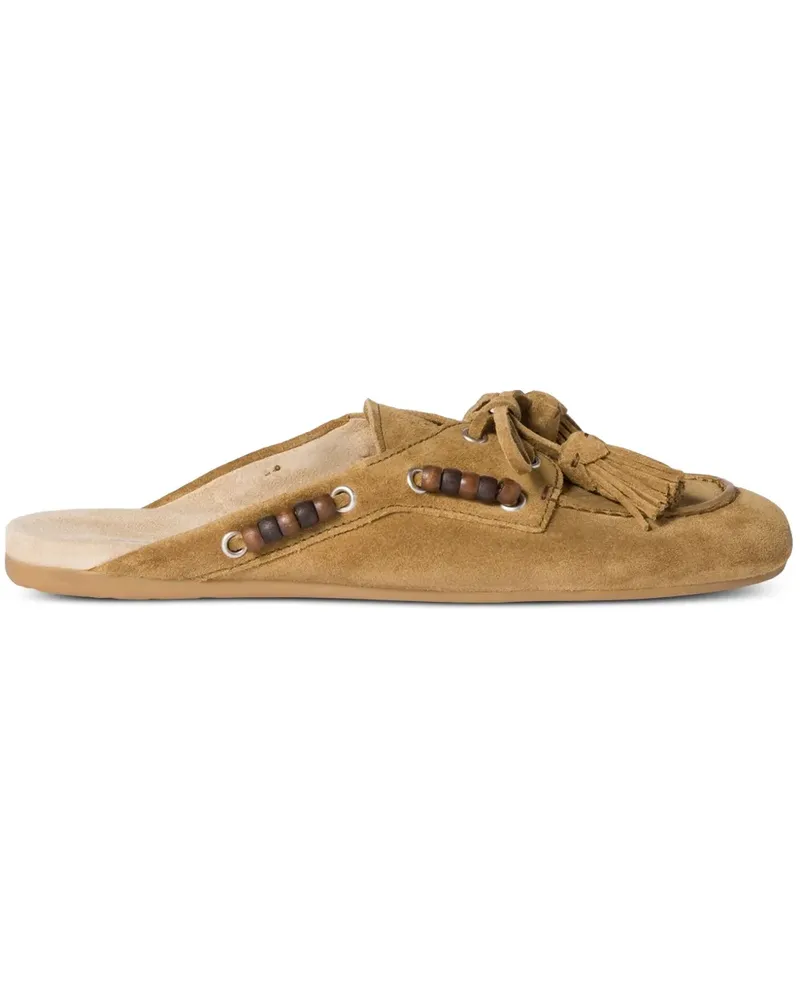 Miu Miu Flache Mules mit Perlen - Braun Braun