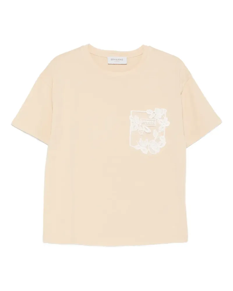 Ermanno Scervino T-Shirt mit Blumentasche - Nude Nude