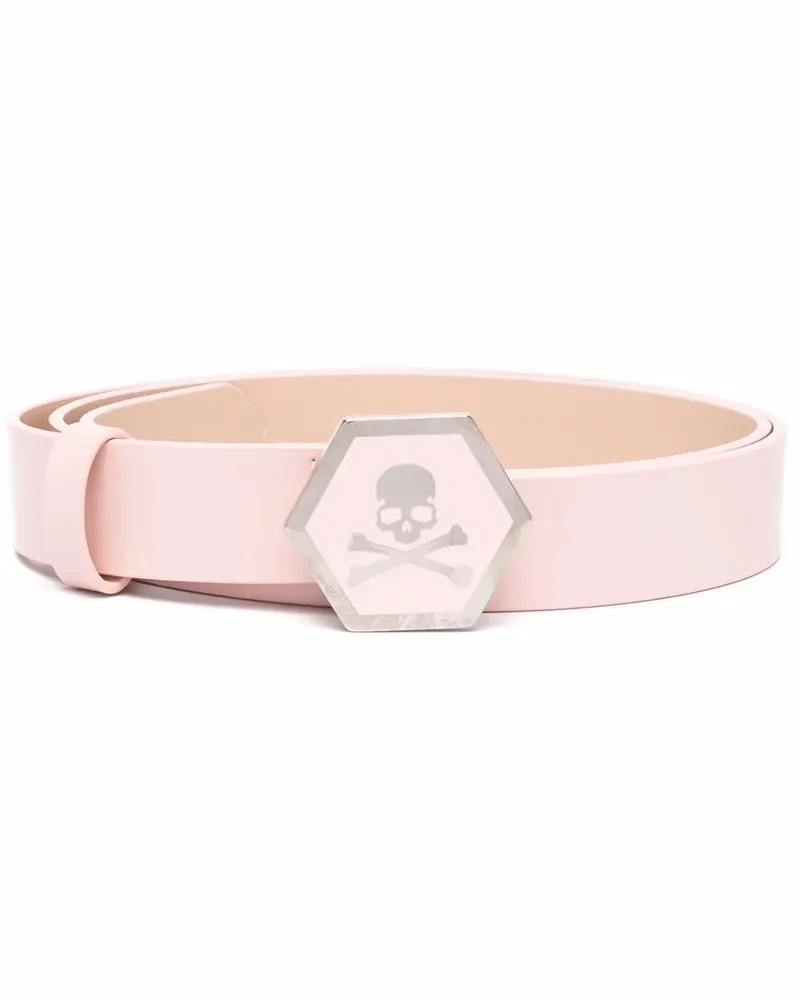 Philipp Plein Gürtel mit Totenkopf - Rosa Rosa