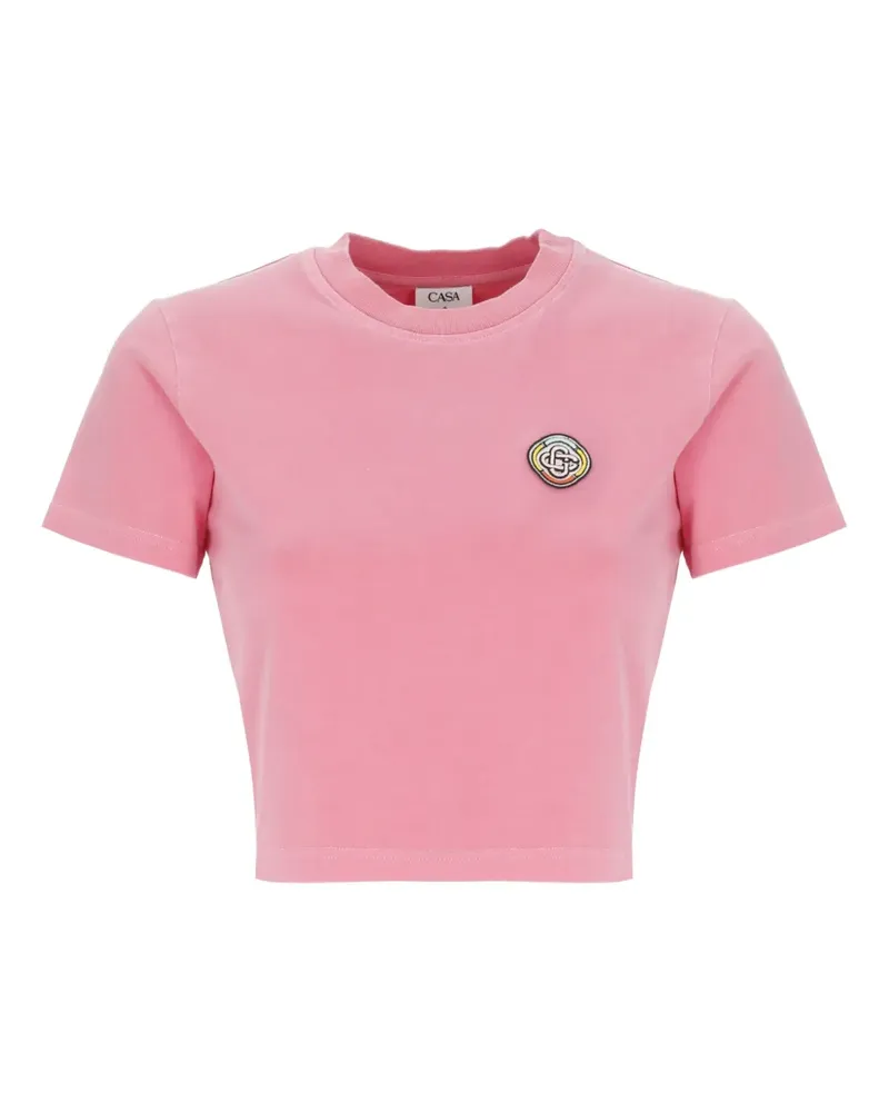 Casablanca Paris T-Shirt mit Logo-Patch - Rosa Rosa