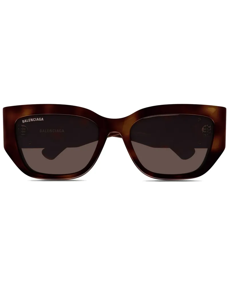 Balenciaga Sonnenbrille mit Logo-Schild - Braun Braun