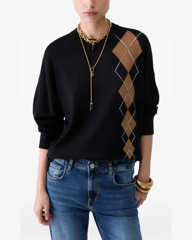 Liu Jo Pullover mit geometrischer Intarsie - Schwarz Schwarz
