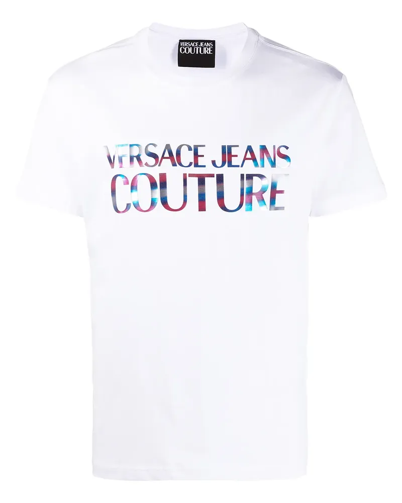 Versace Jeans T-Shirt mit Regenbogen-Logo - Weiß Weiß