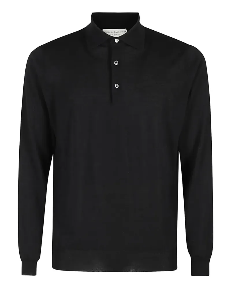 Filippo de Laurentiis Langärmeliges Poloshirt - Schwarz Schwarz