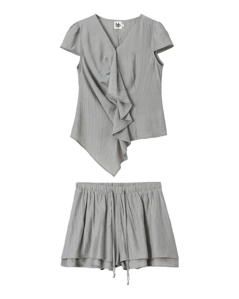 b+ab ruffled-detail short set - Grau Grau