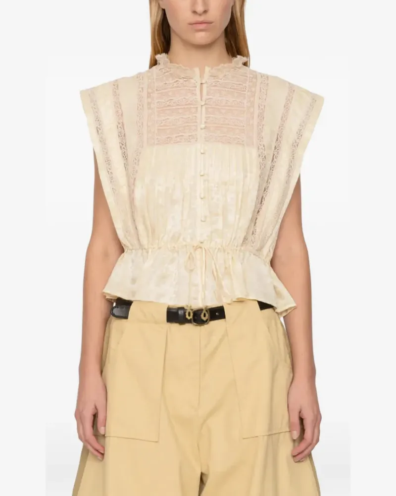 Sea lace-panelled pintuck blouse - Nude Nude