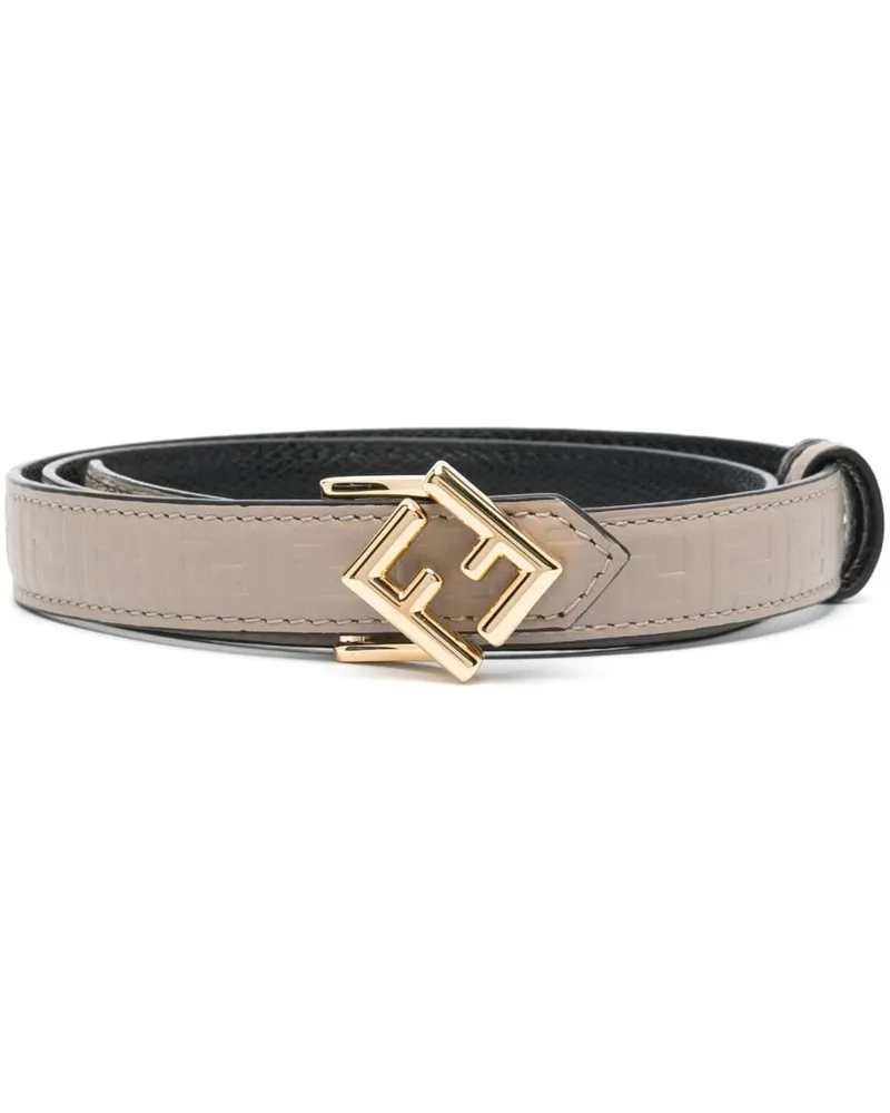 Fendi Ledergürtel mit Monogramm - Nude Nude