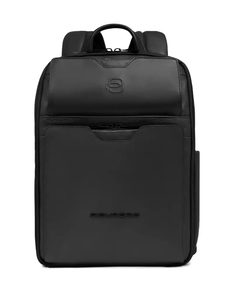 Piquadro Laptop-Rucksack aus Leder - Schwarz Schwarz