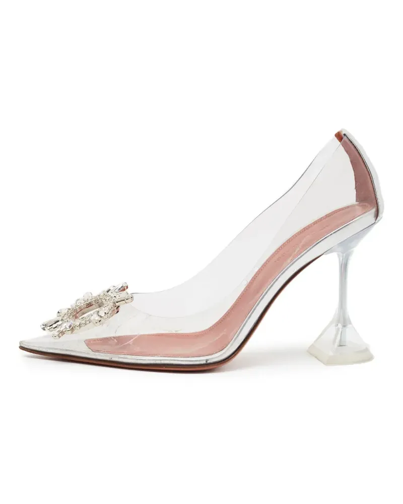 Amina Muaddi Begum Pumps mit Kristallen - Silber Silber