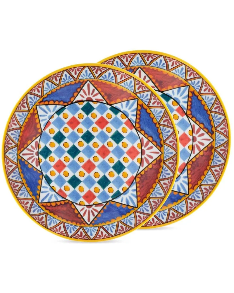 Dolce & Gabbana Set aus zwei Suppenschüsseln mit Carretto-Print - Blau Blau
