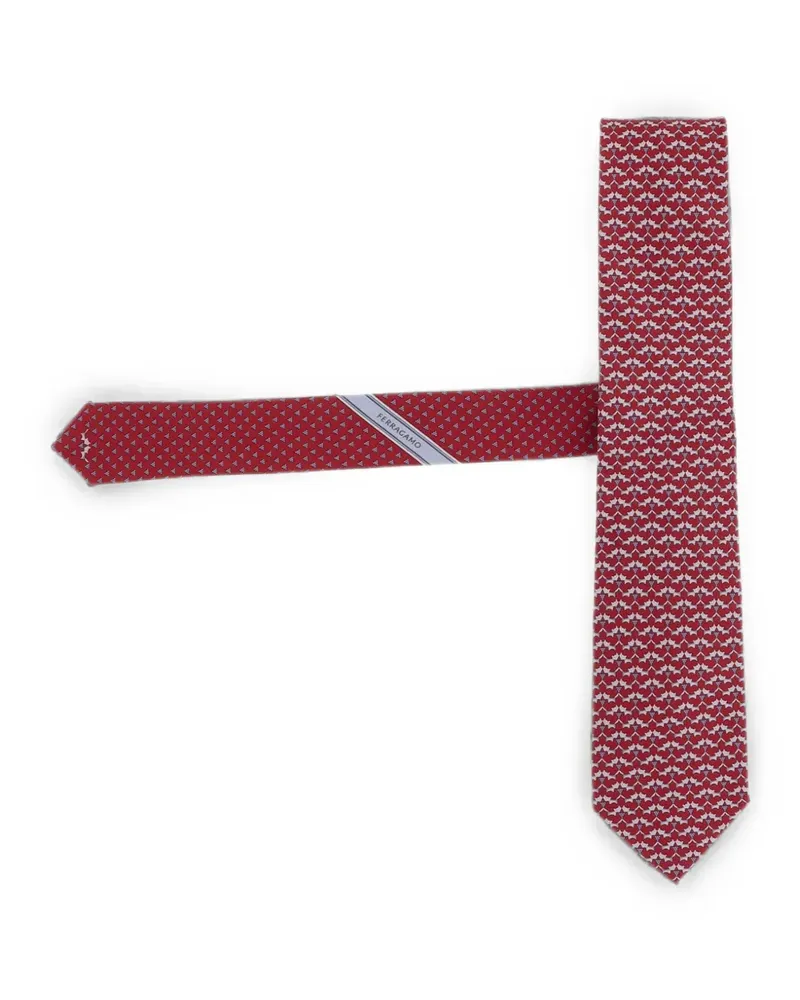 Ferragamo Seidenkrawatte mit geometrischem Print - Rot Rot