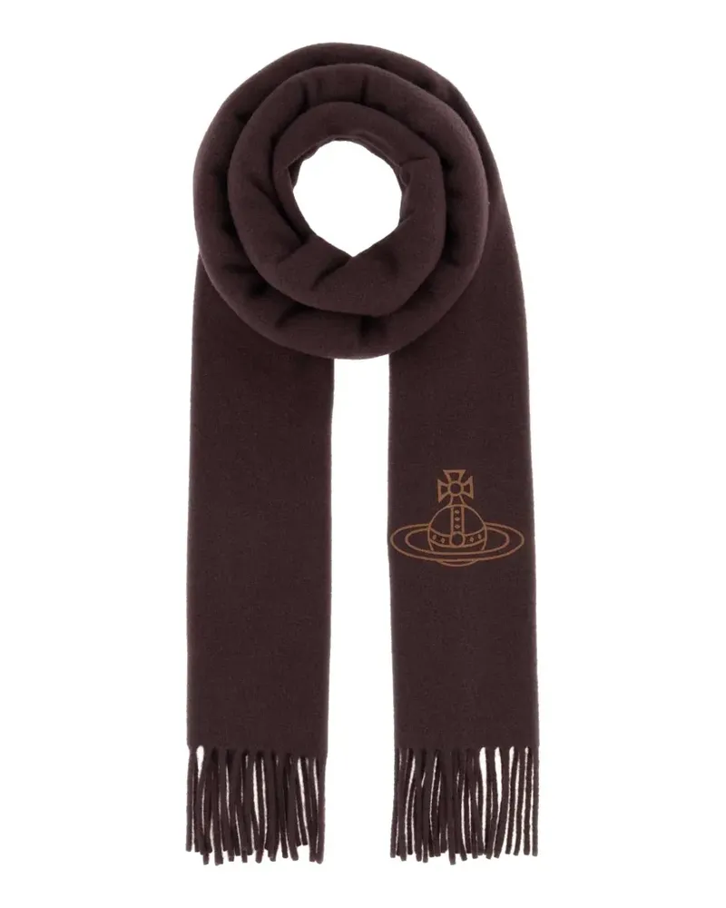 Vivienne Westwood Schal mit Fransen und Orb-Stickerei - Braun Braun