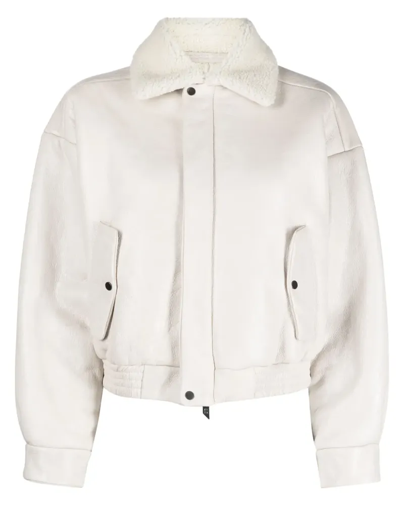 Salvatore Santoro Lederjacke mit Shearling-Kragen - Nude Nude