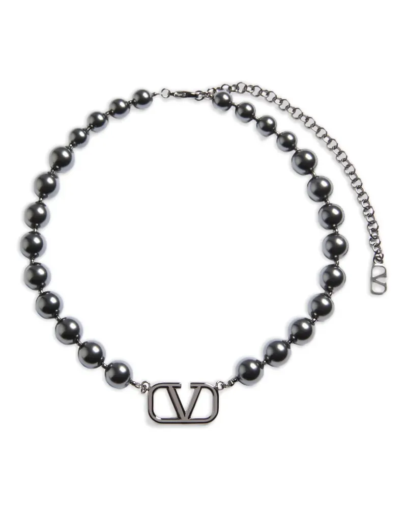 Valentino Garavani VLogo Signature Swarovski Perlenkette - Silber Silber