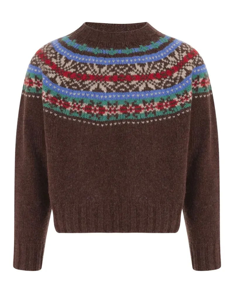 Howlin' Wollpullover mit mehrfarbigem Strickmuster - Braun Braun